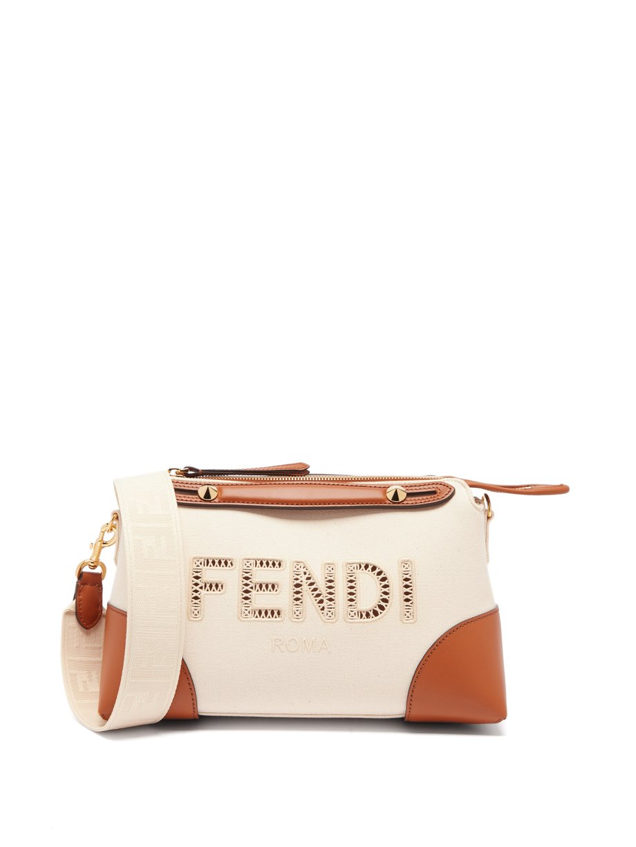 Neutral By The Way leather-trim cotton-canvas bag | Fendi ...