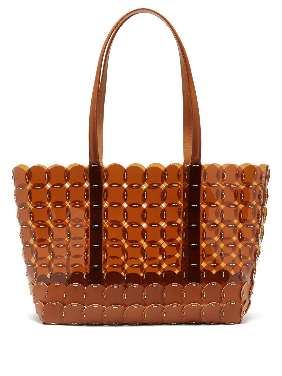 Brown Vinyl and leather chainmail tote | Paco Rabanne | MATCHESFASHION AU