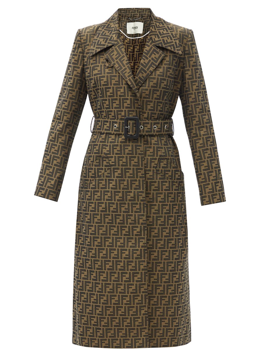 Brown FF-jacquard canvas trench coat | Fendi | MATCHESFASHION US