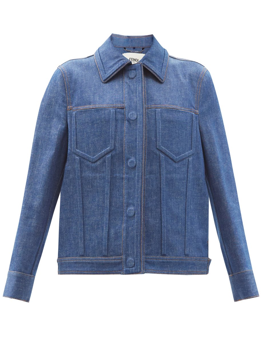 Blue FF-embossed denim jacket | Fendi | MATCHESFASHION AU