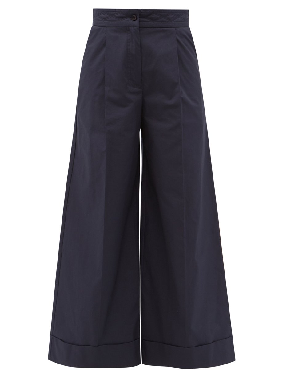 Navy Quilted cotton-canvas wide-leg trousers | See By Chloé ...