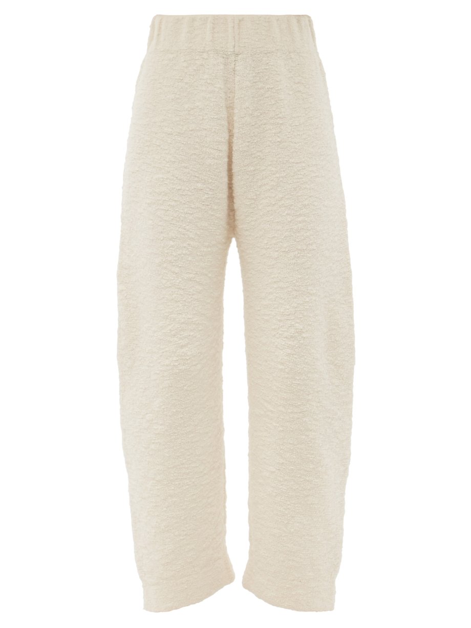 White Bow high-rise bouclé cotton-blend trousers | Lauren Manoogian ...