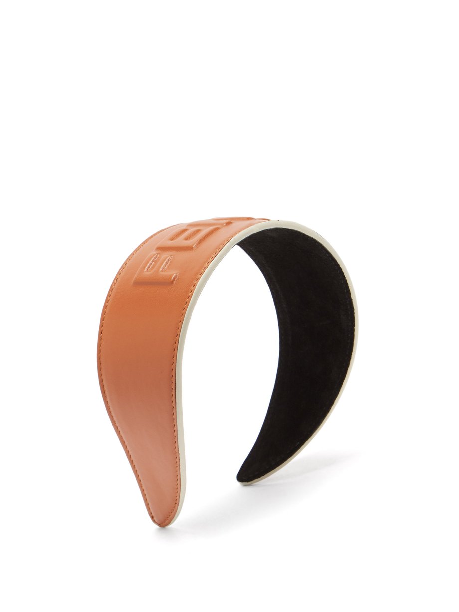 Tan Logo-embossed leather headband | Fendi | MATCHESFASHION US