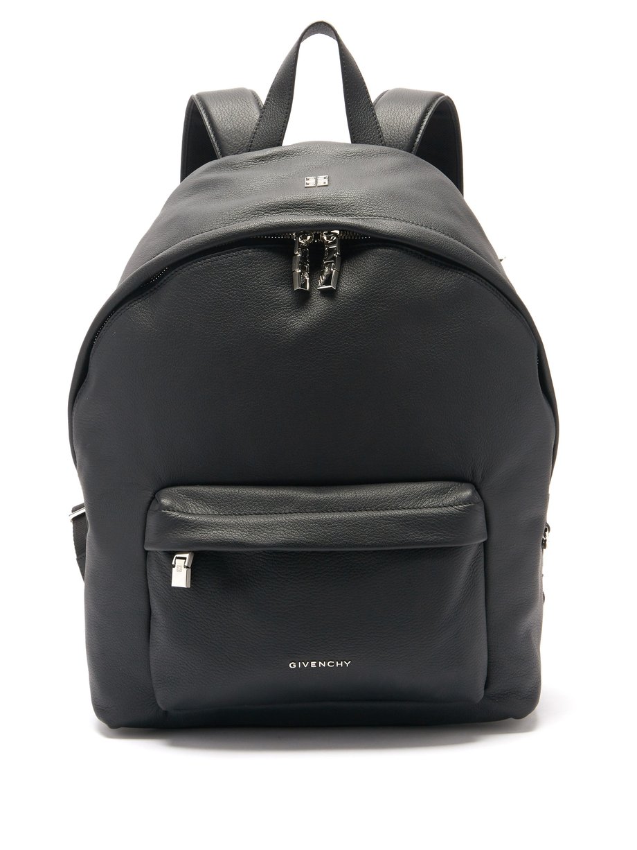 Givenchy Givenchy Double U grained-leather backpack Black ...