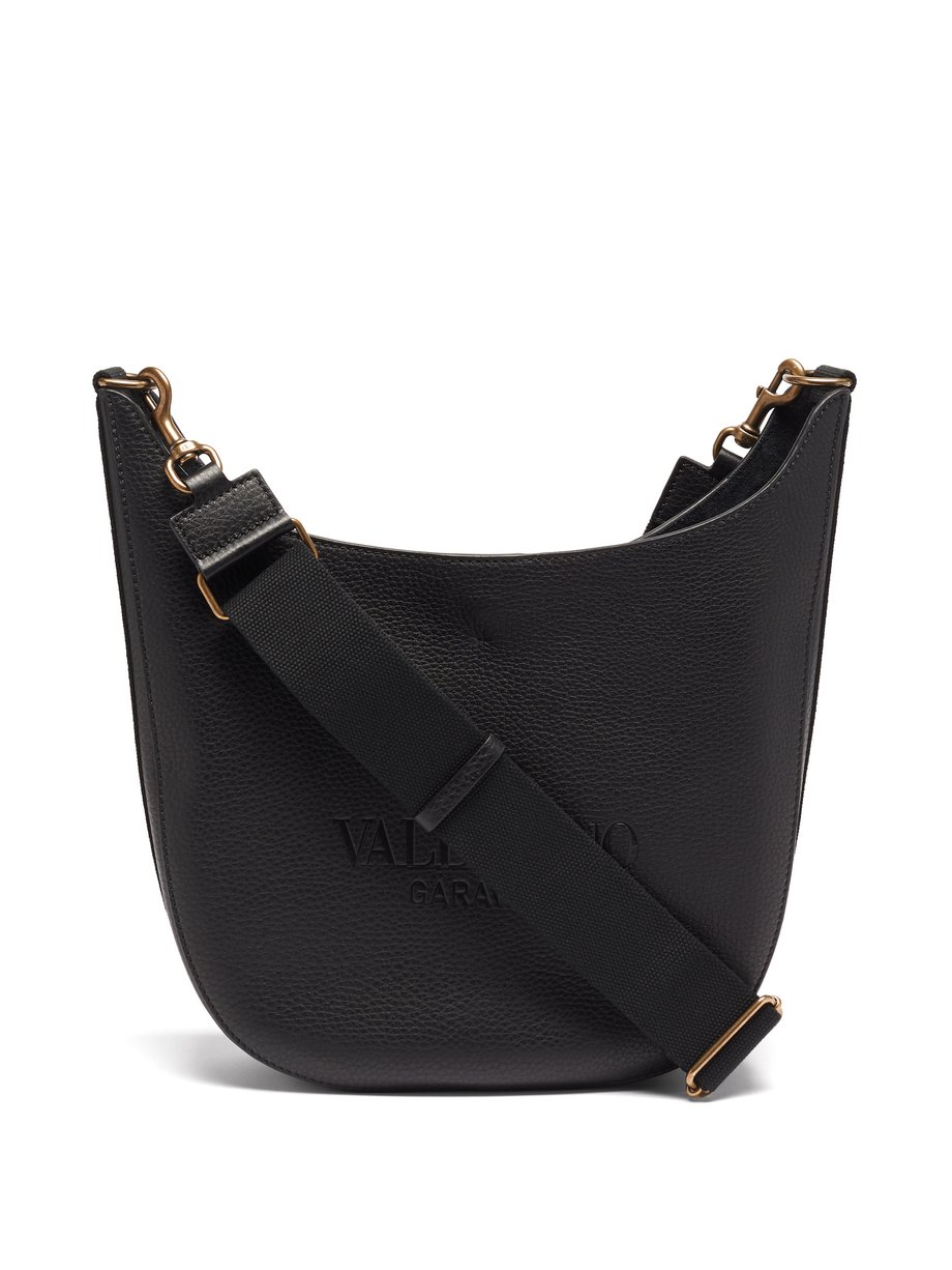 faktureres massefylde røre ved Black Hobo medium logo-debossed leather shoulder bag | Valentino |  MATCHESFASHION US