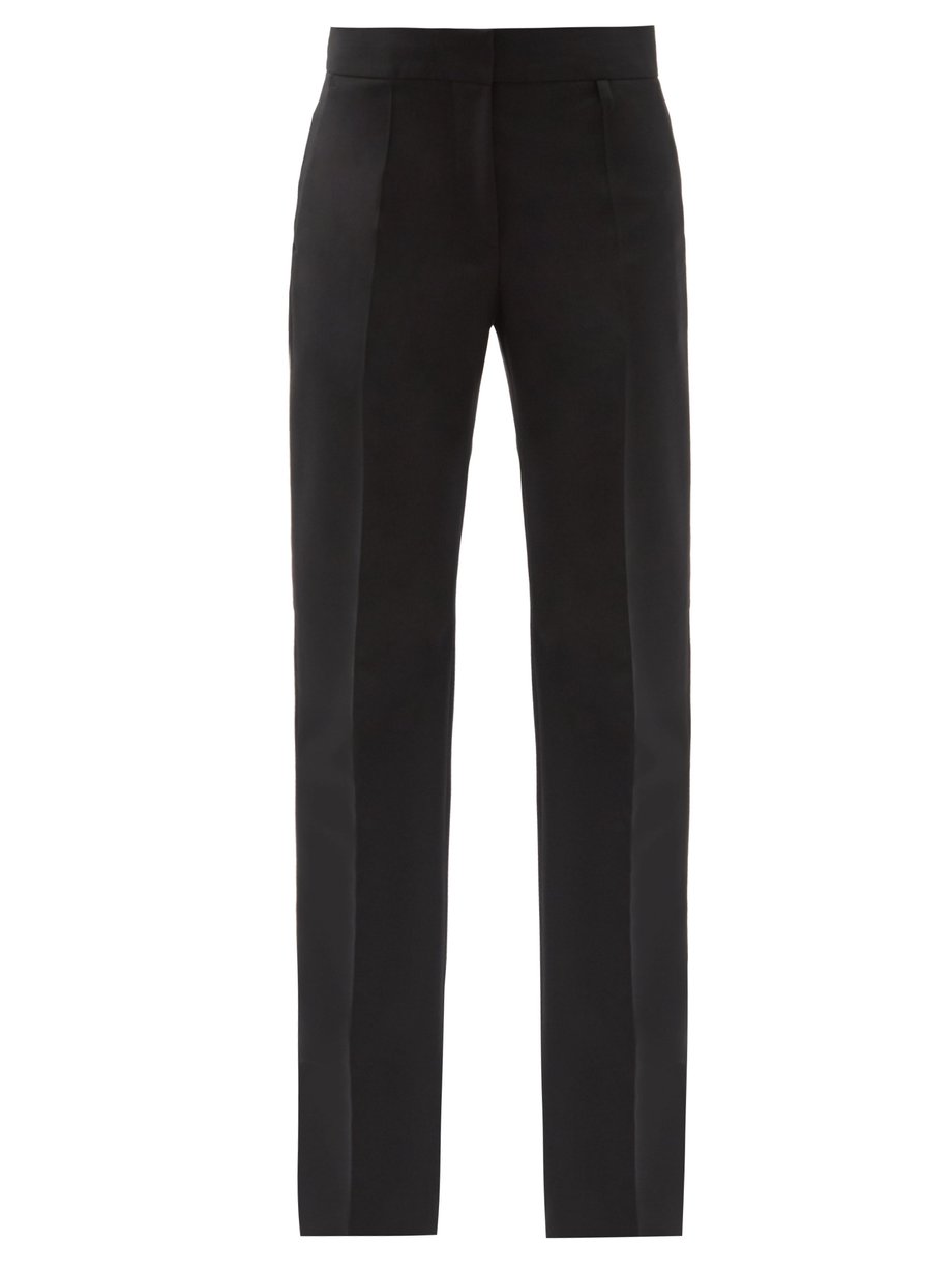 Black High-rise wool-blend grain de poudre suit trousers | Givenchy ...