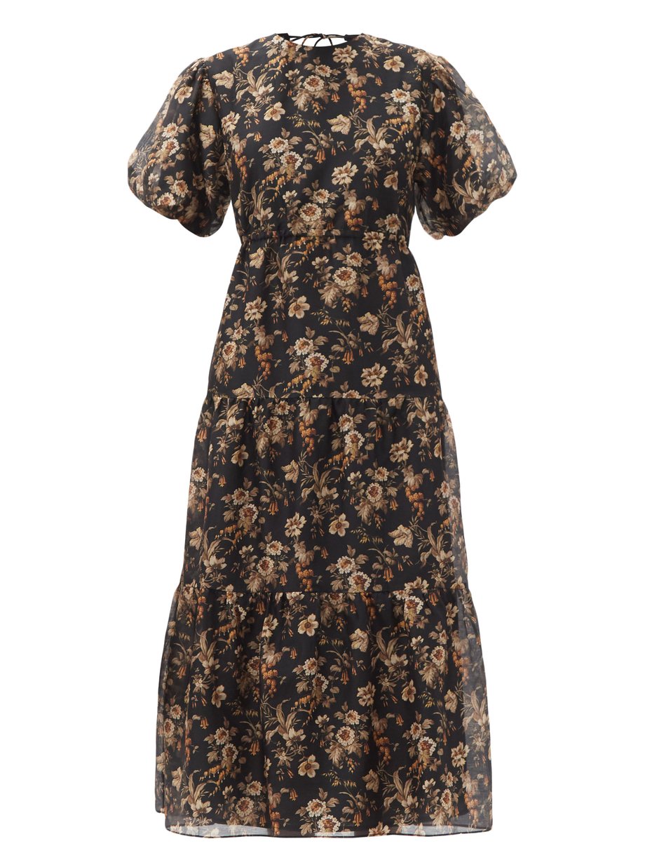 Print Amerie open-back floral-print cotton-blend dress | Sir ...