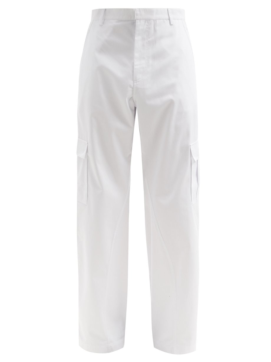 White High-rise cotton-twill cargo trousers | Bianca Saunders ...