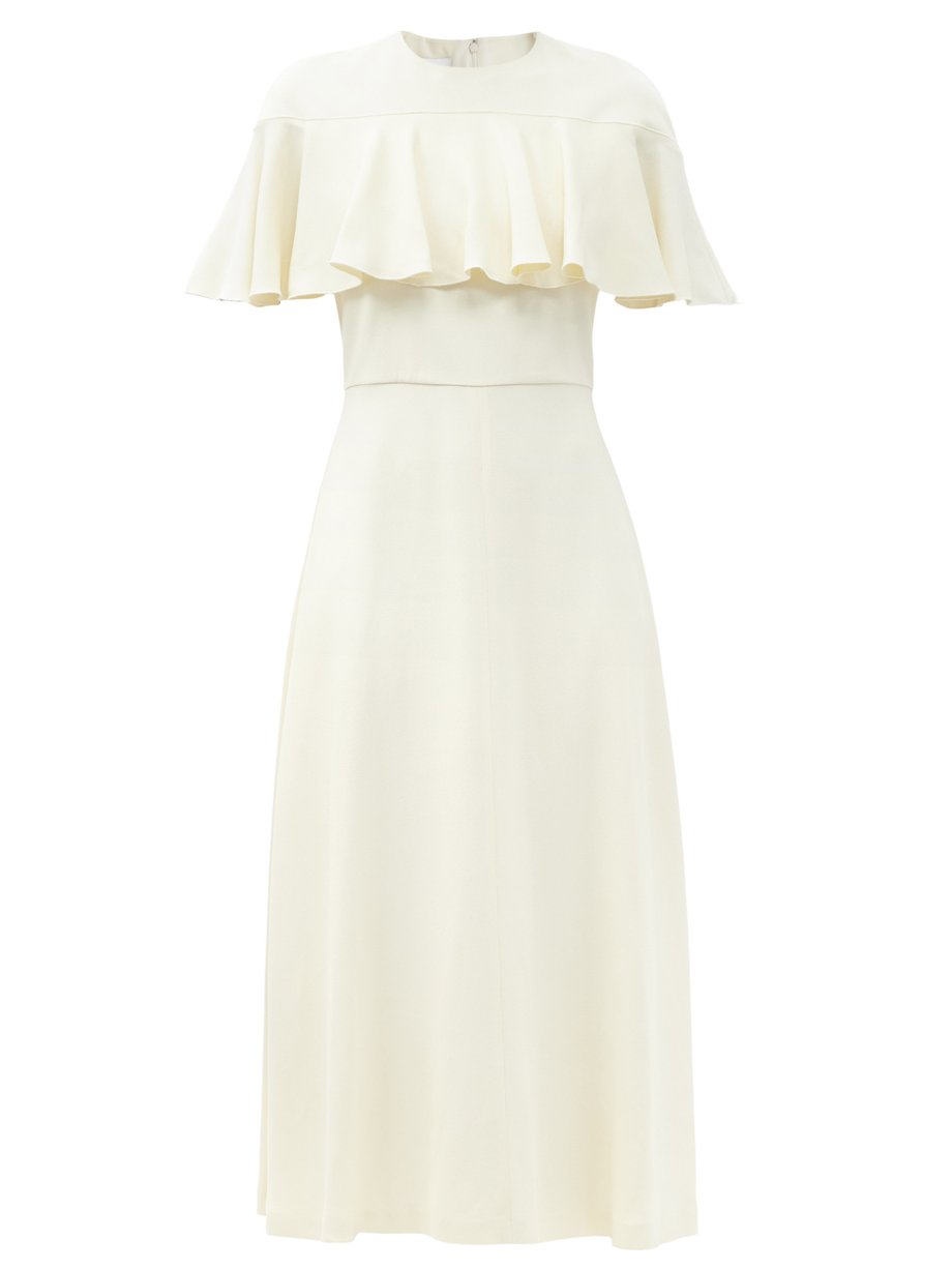 White Ruffled crepe midi dress | Giambattista Valli | MATCHESFASHION US
