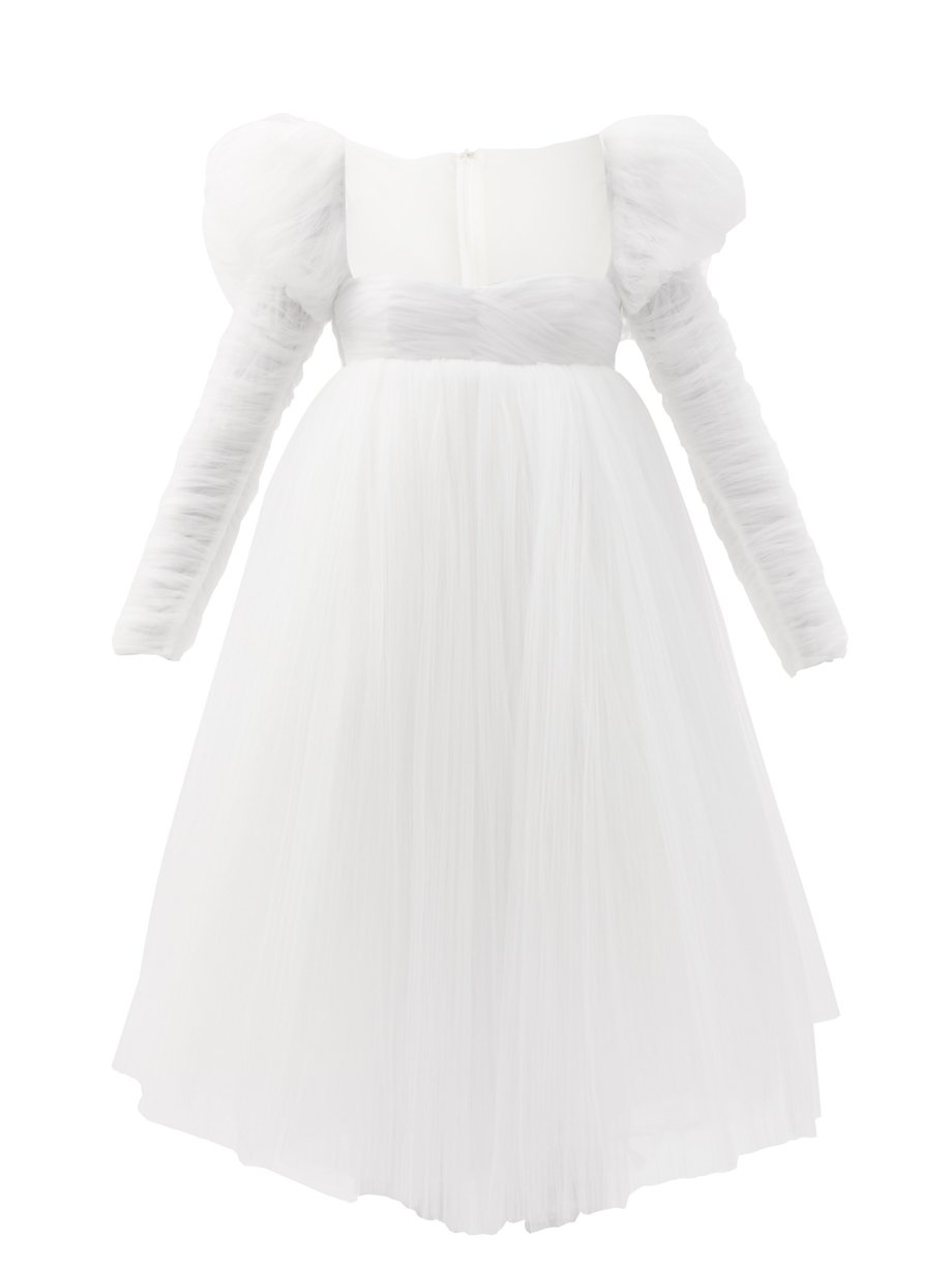 White Trisha puff-sleeve tulle dress | Khaite | MATCHESFASHION US