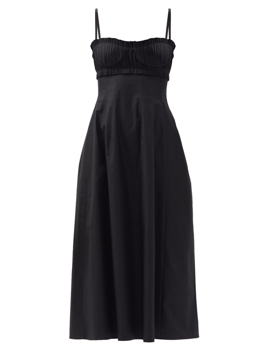 Black Felicia bustier cotton-twill dress | Khaite | MATCHESFASHION US