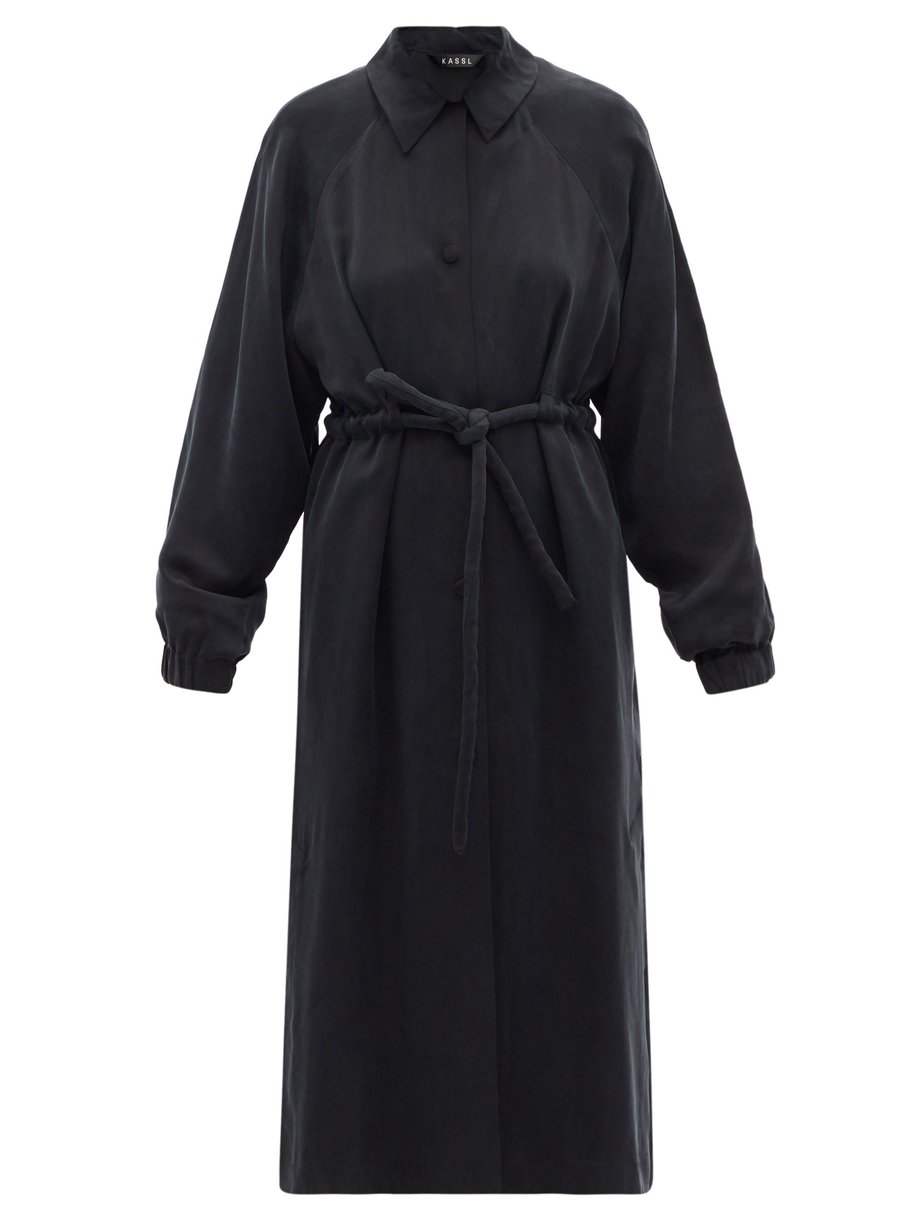 Black Couture belted brushed-technical trench coat | Kassl Editions ...