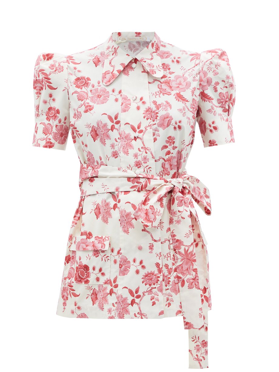 White The Persuasion floral-print belted cotton blouse | The Vampire's ...