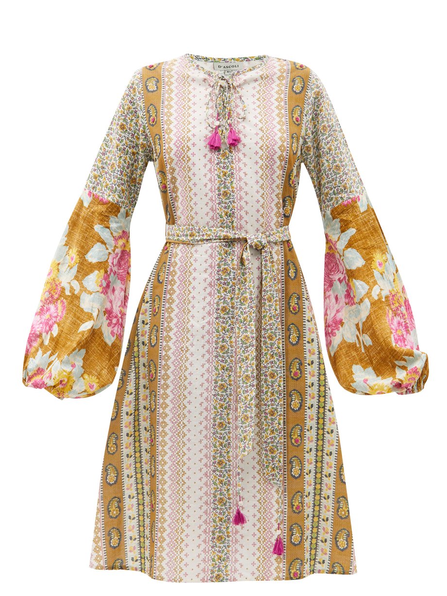 Print Tatiana floral-print cotton-khadi midi dress | D'Ascoli ...