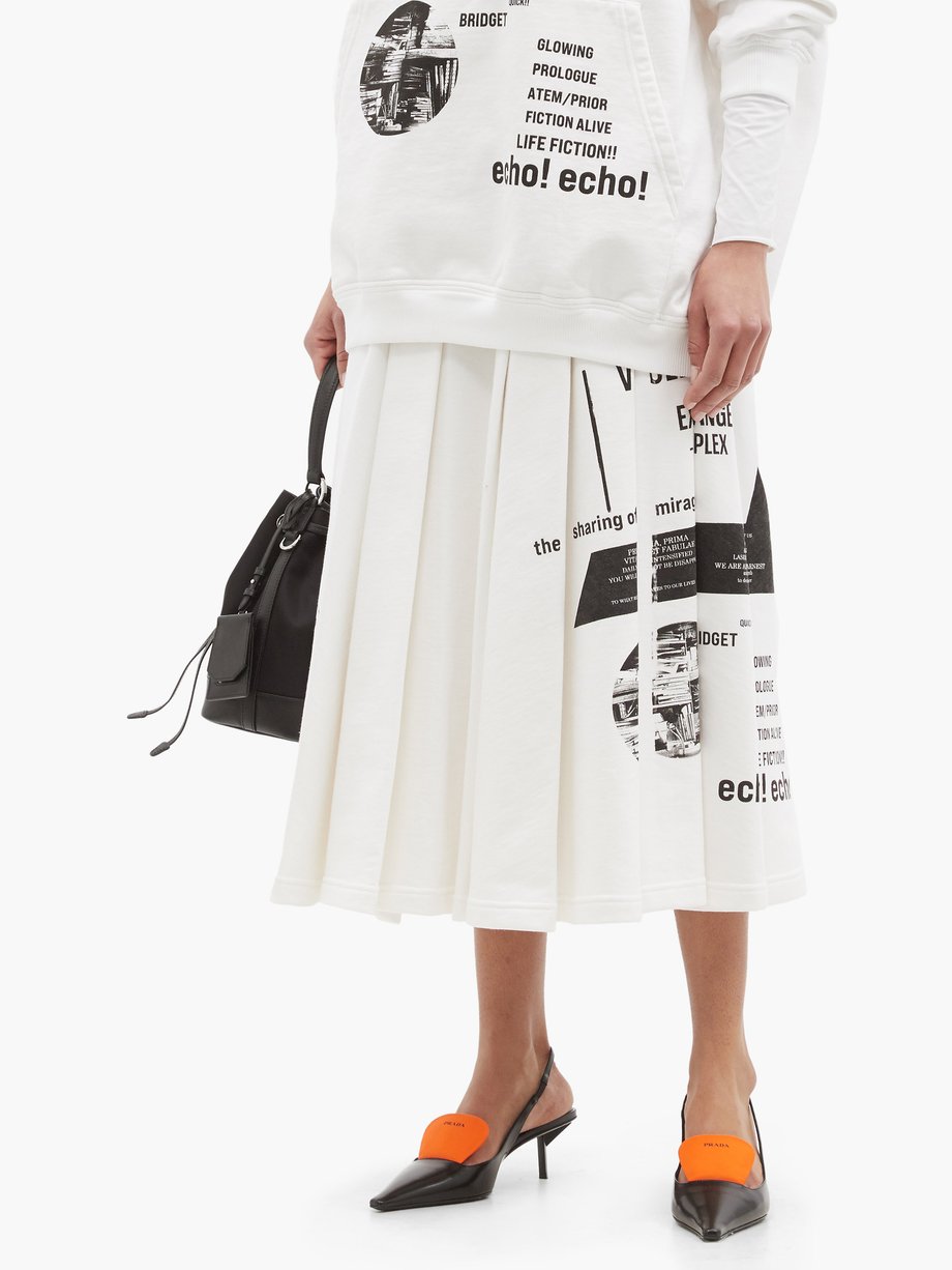 White Signaux printed cotton-jersey midi skirt | Prada | MATCHESFASHION UK