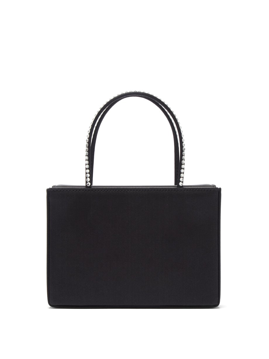 Black Amina Gilda crystal-handle silk-satin box bag | Amina Muaddi ...