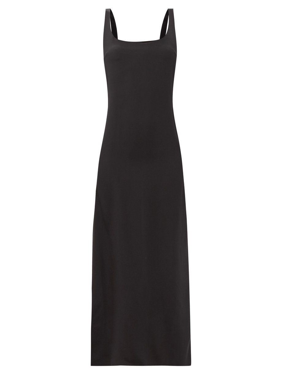 Black Square-neck silk-charmeuse slip dress | Matteau | MATCHESFASHION US