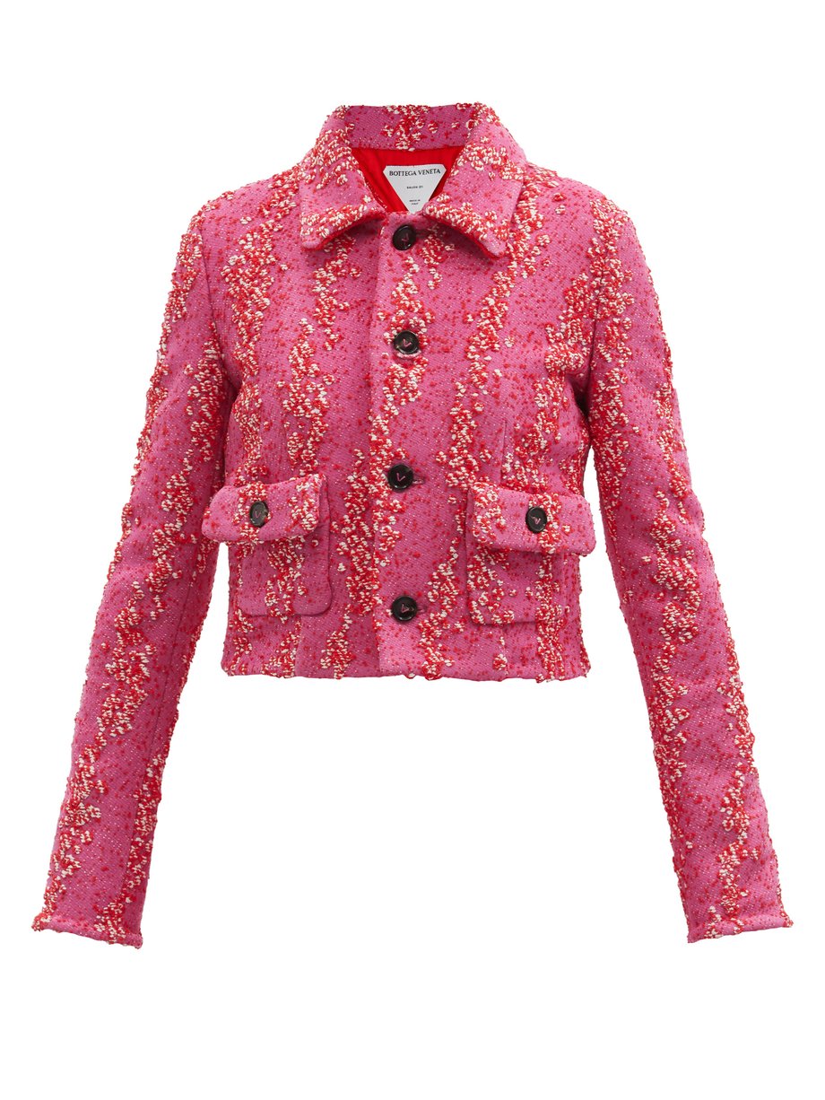 Pink Cropped bouclé jacket | Bottega Veneta | MATCHESFASHION US