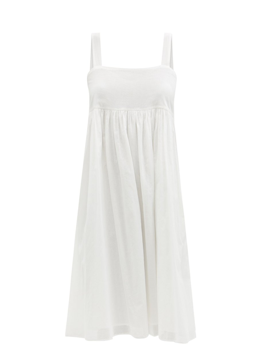 White Gathered organic-cotton voile dress | Mimi Prober | MATCHESFASHION US