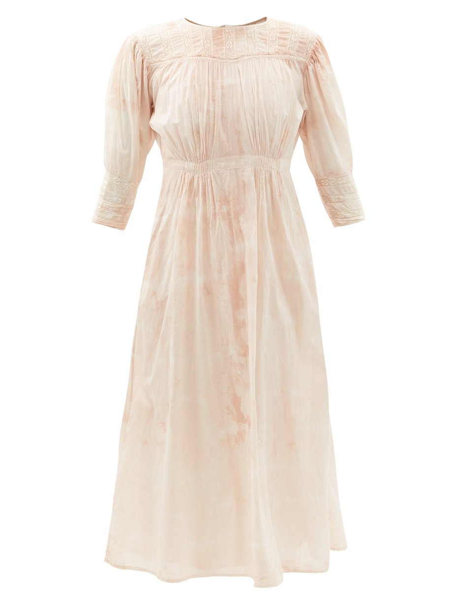Pink Georgia lace-panelled organic-cotton voile dress | Mimi Prober ...