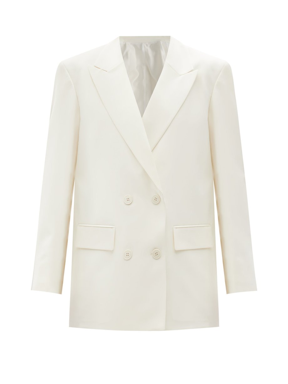 White Oversized double-breasted twill blazer | Valentino ...