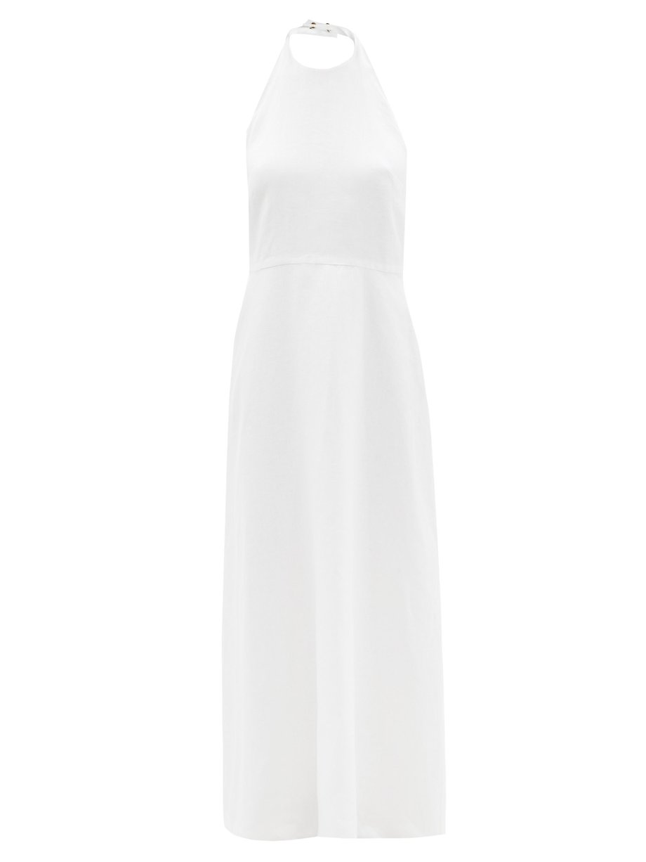 White Halterneck linen maxi dress | Albus Lumen | MATCHESFASHION US