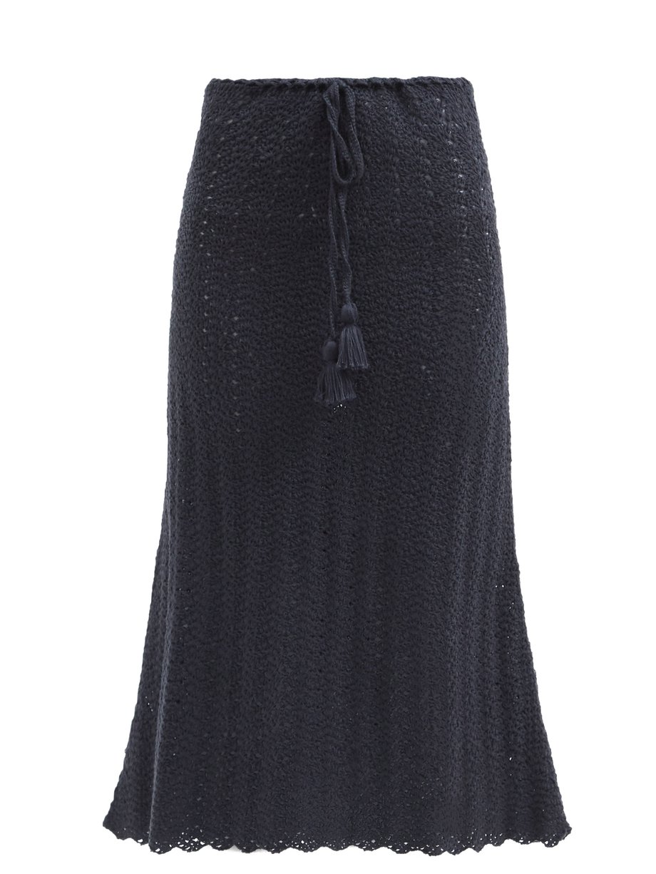 Navy Tarma crocheted Pima-cotton midi skirt | Escvdo | MATCHESFASHION UK