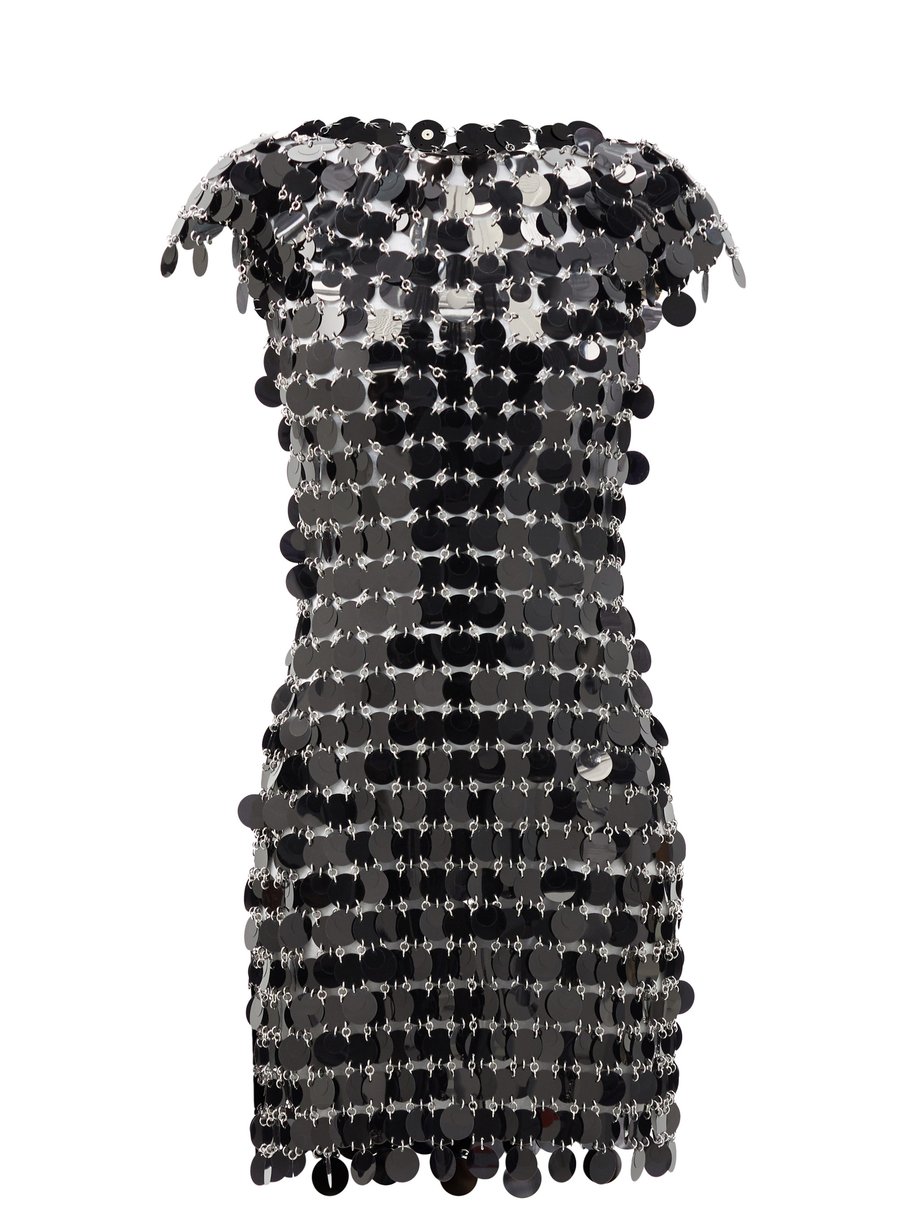 Black Pastille cap-sleeve chainmail dress | Paco Rabanne ...