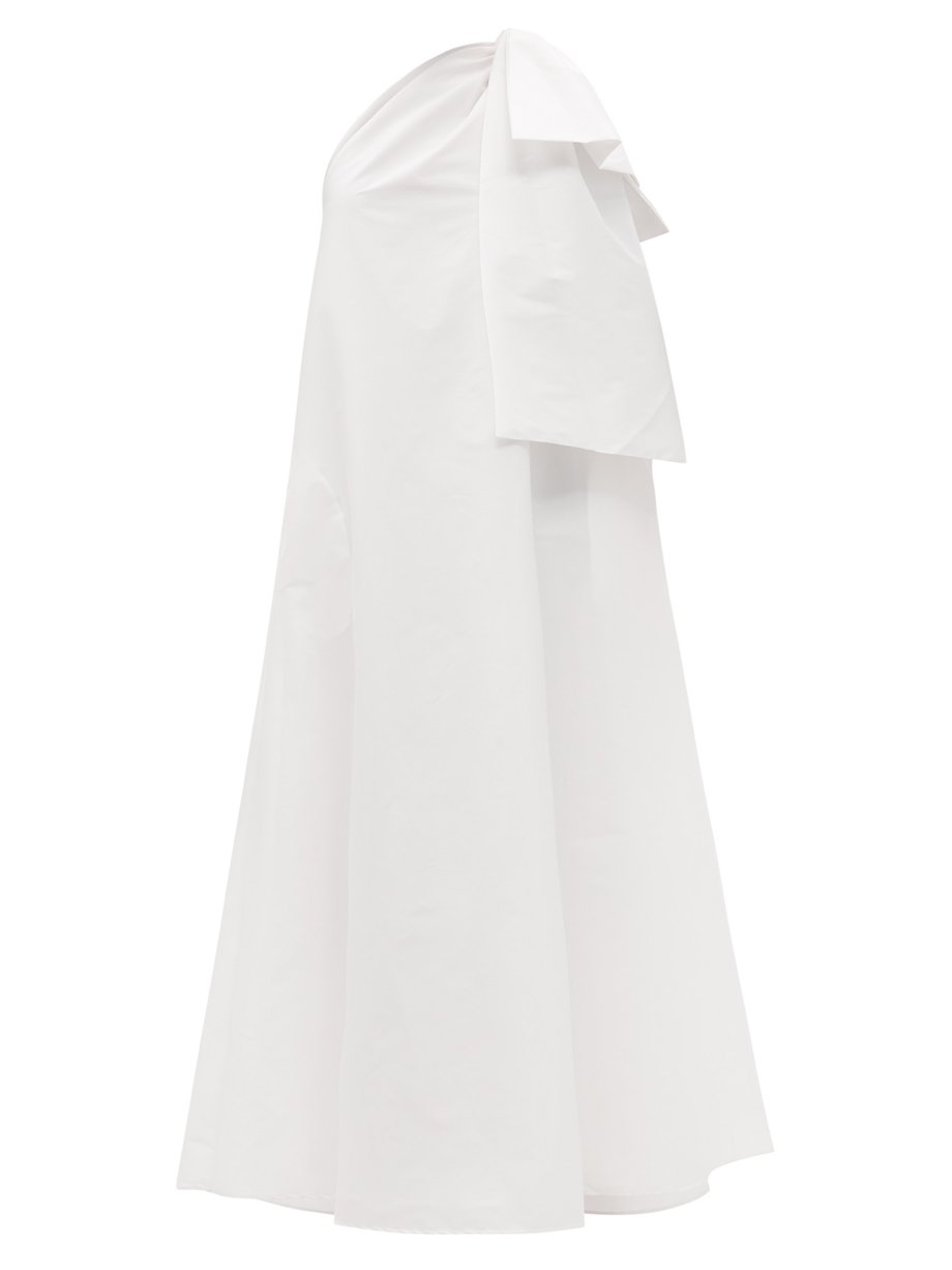 White Winnie bow one-shoulder taffeta maxi dress | Bernadette ...