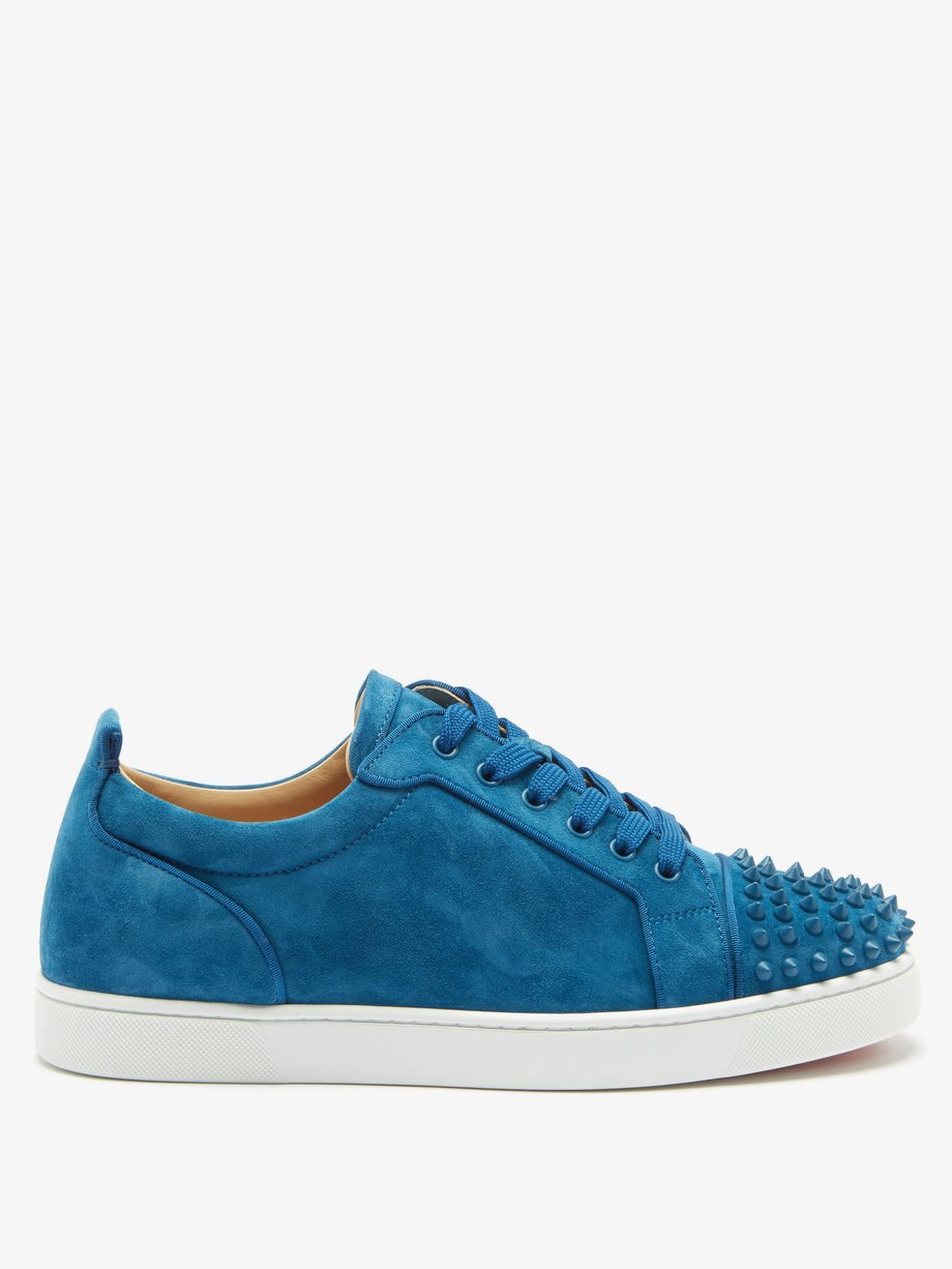 Blue Louis Junior spike-embellished suede trainers | Christian ...