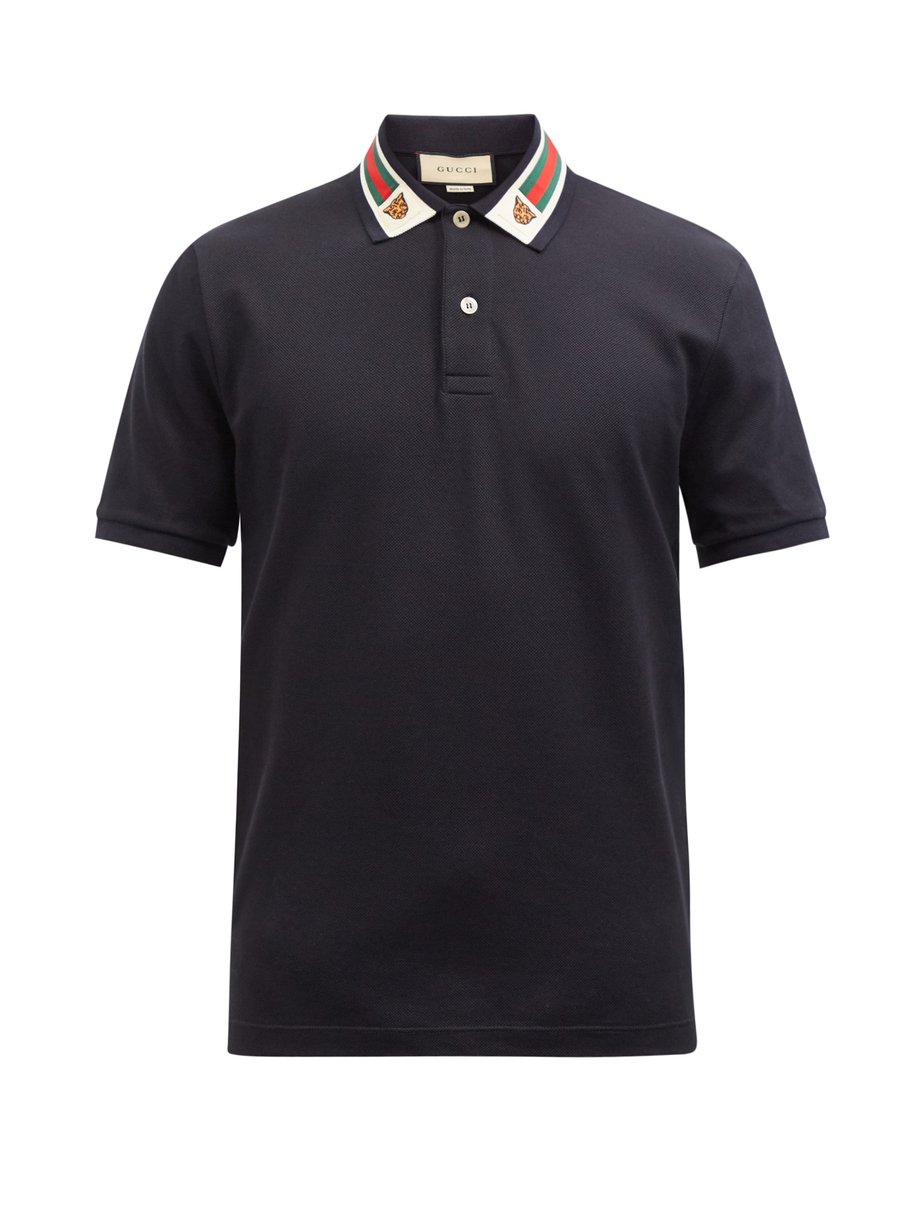 Black Tiger and Web stripe cotton-piqué shirt | Gucci | MATCHESFASHION US