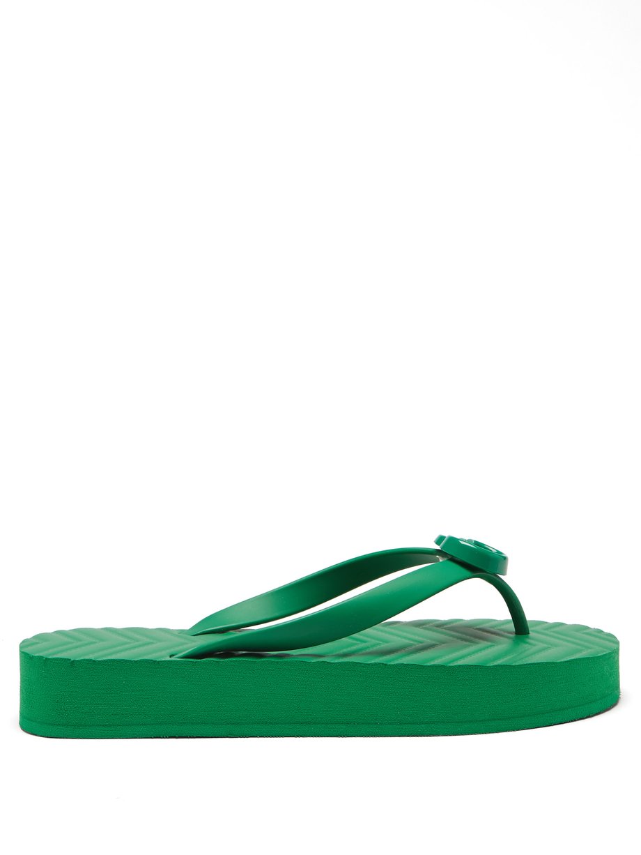 Green Pascar GG-plaque rubber flip flops | Gucci | MATCHESFASHION UK