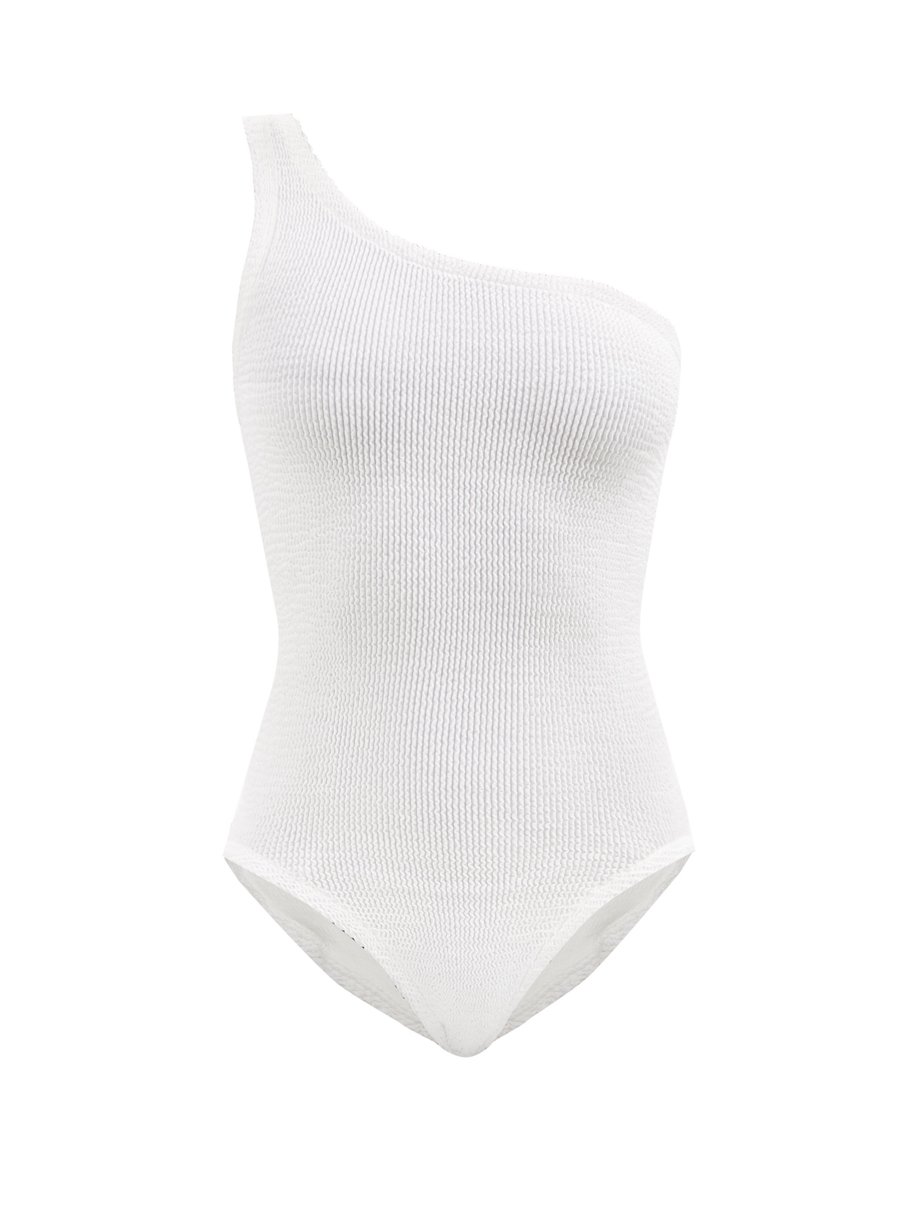 Nancy one-shoulder ribbed swimsuit White Hunza G | MATCHESFASHION FR