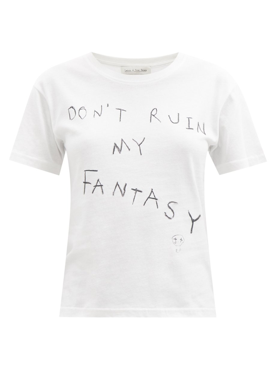 White Don't Ruin My Fantasy-print cotton-jersey T-shirt | Ludovic de ...