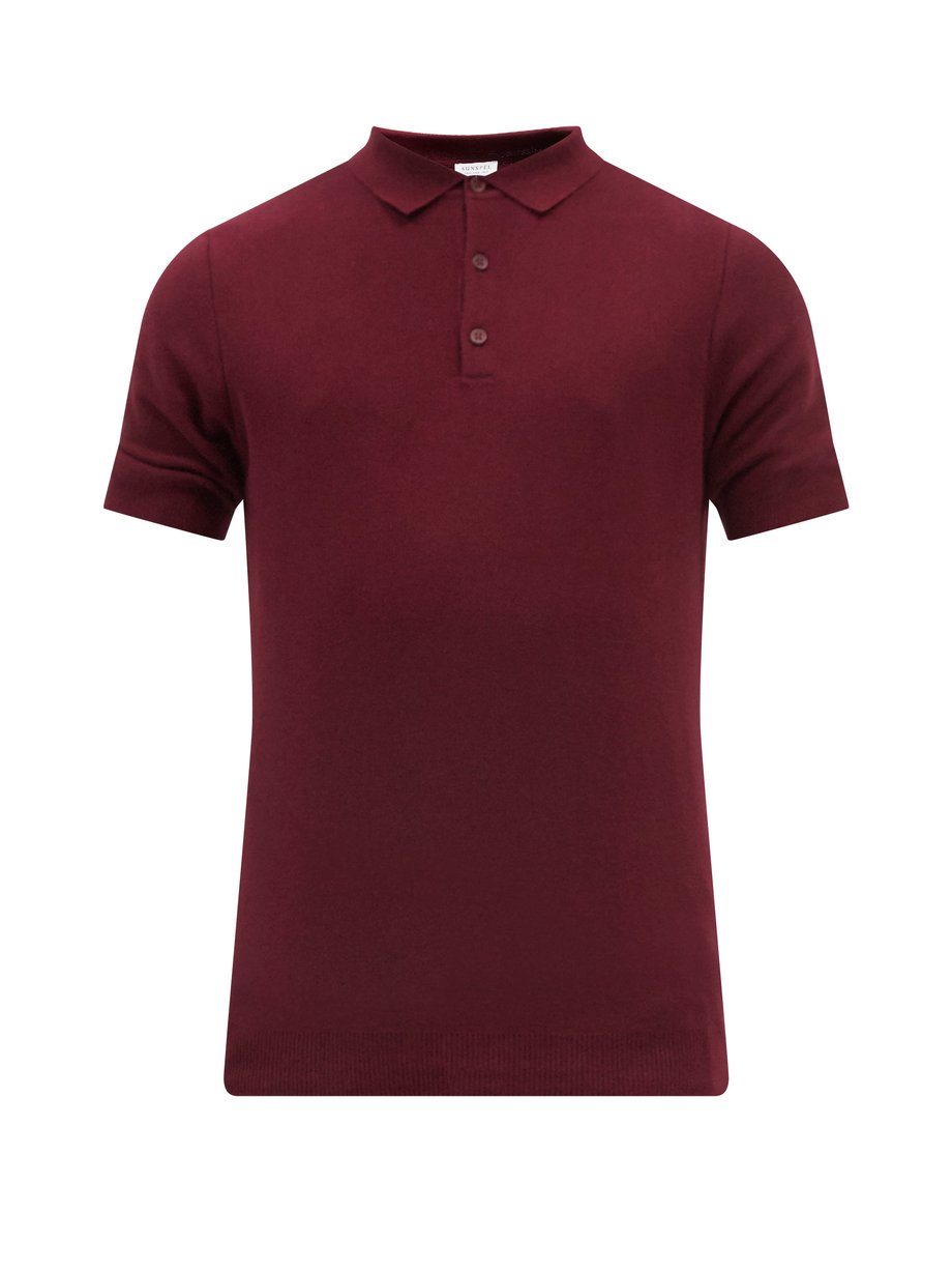 Burgundy Knitted-cotton polo shirt | Sunspel | MATCHESFASHION UK