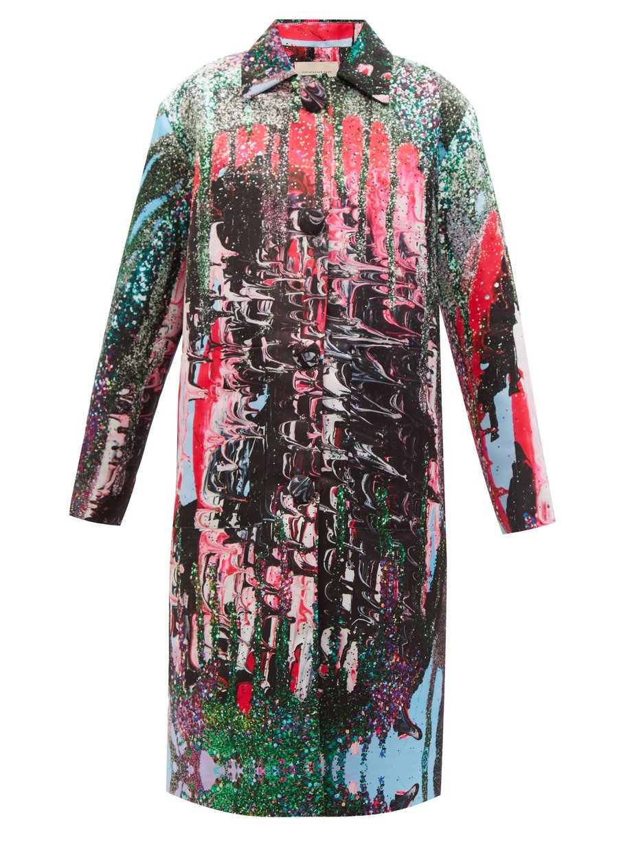 Print Mindscape abstract-print satin coat | Christopher Kane ...