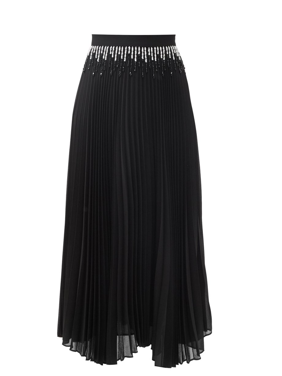Christopher Kane Black Beaded pleated-chiffon skirt | 매치스패션, 모던 럭셔리 온라인 쇼핑