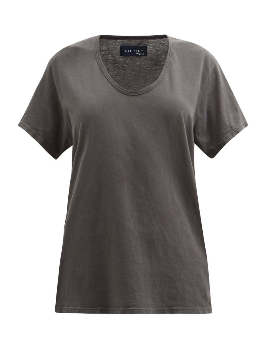 Scoop-neck Cotton-jersey T-shirt Womens MATCHESFASHION Women Clothing Loungewear Sweats Dark Grey 
