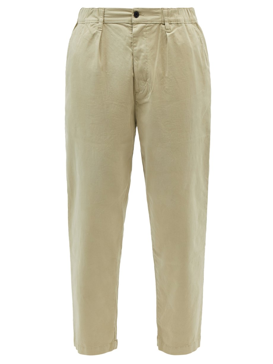 Neutral High-rise pleated cotton-twill trousers | Albam | MATCHESFASHION AU