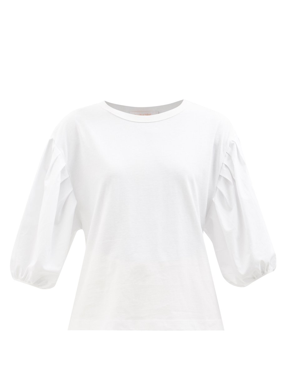 White Balloon-sleeve cotton-jersey T-shirt | See By Chloé ...