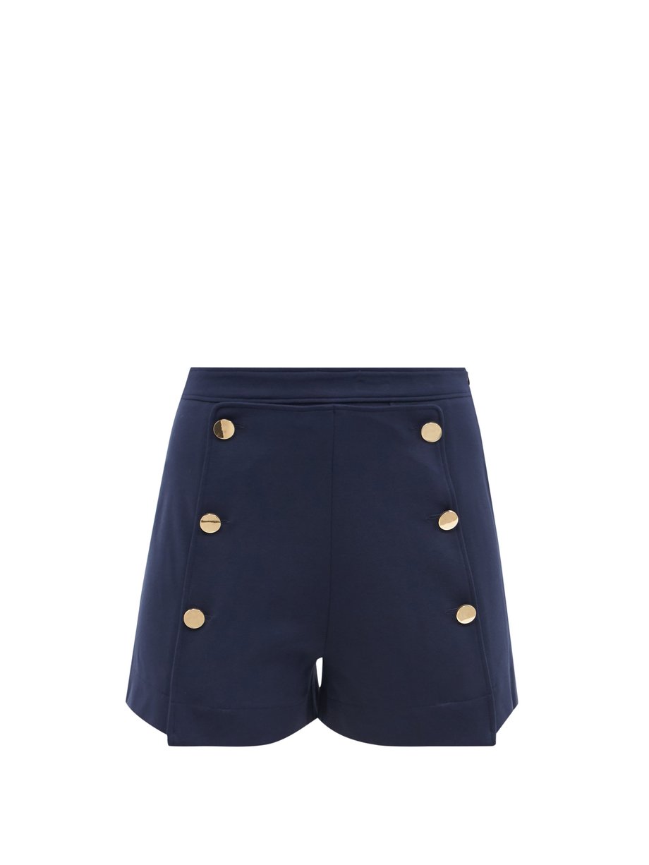 Buttoned high-rise jersey shorts