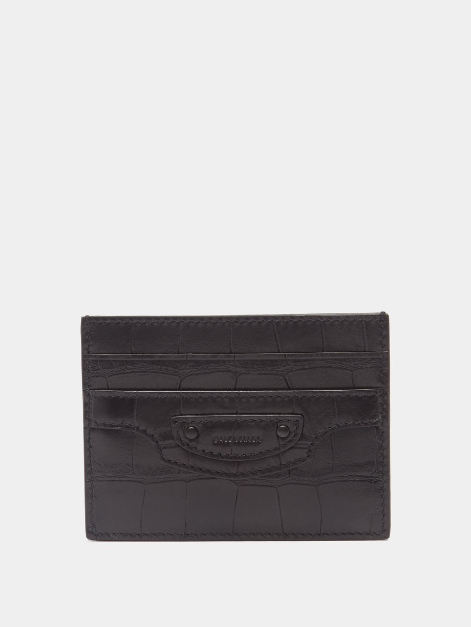 발렌시아가 Balenciaga Black Neo Classic croc-embossed leather cardholder