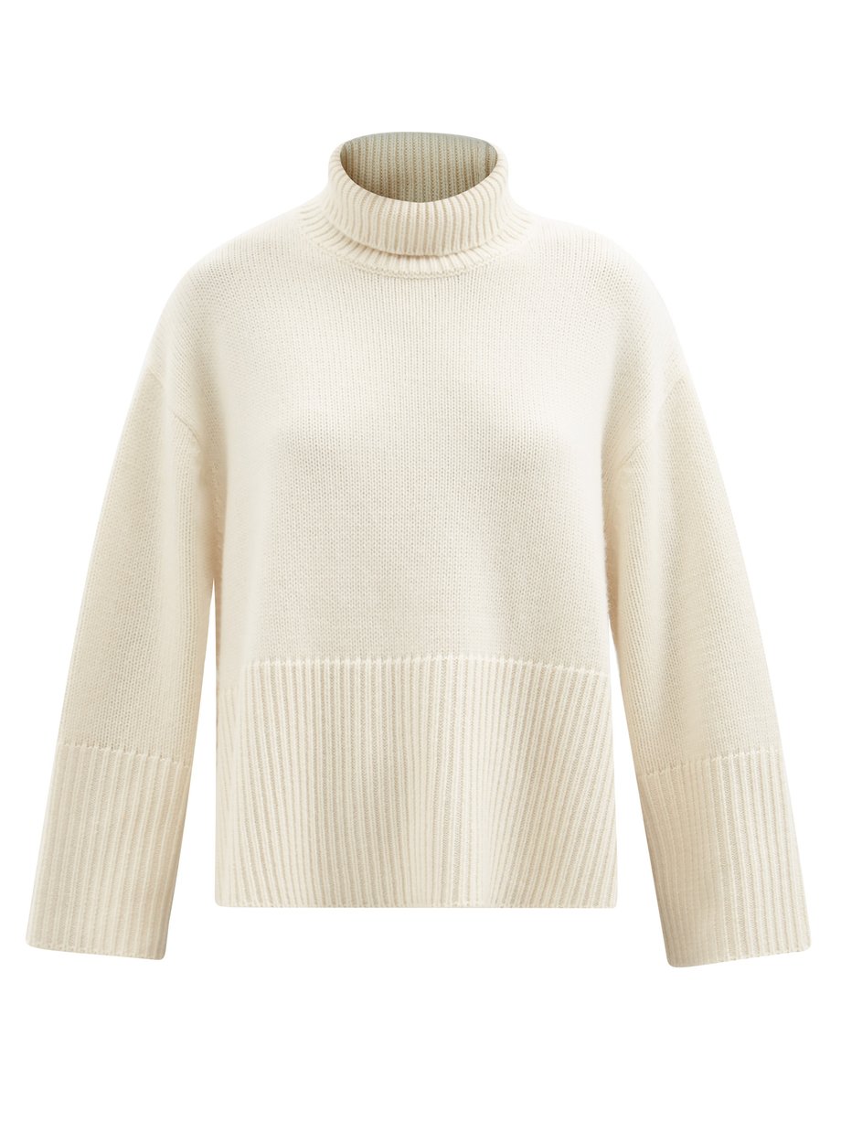 Neutral Ribbed roll-neck cashmere-blend sweater | Totême ...