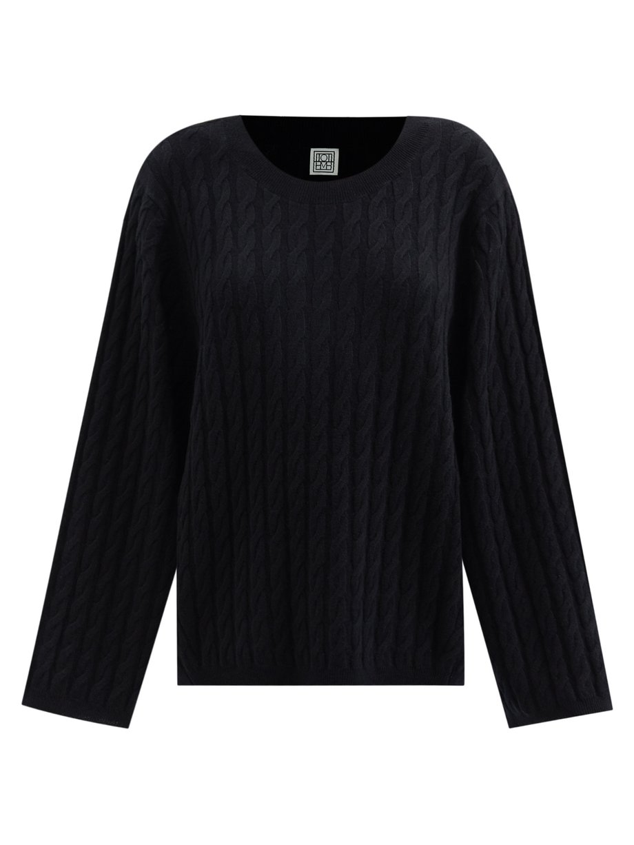 Black Cableknit cashmere sweater Toteme MATCHESFASHION US