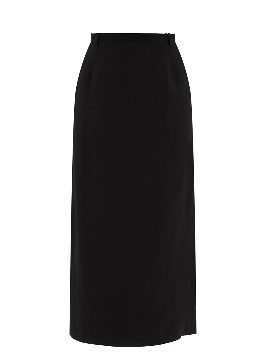 Black High-rise twill midi skirt | Toteme | MATCHESFASHION AU