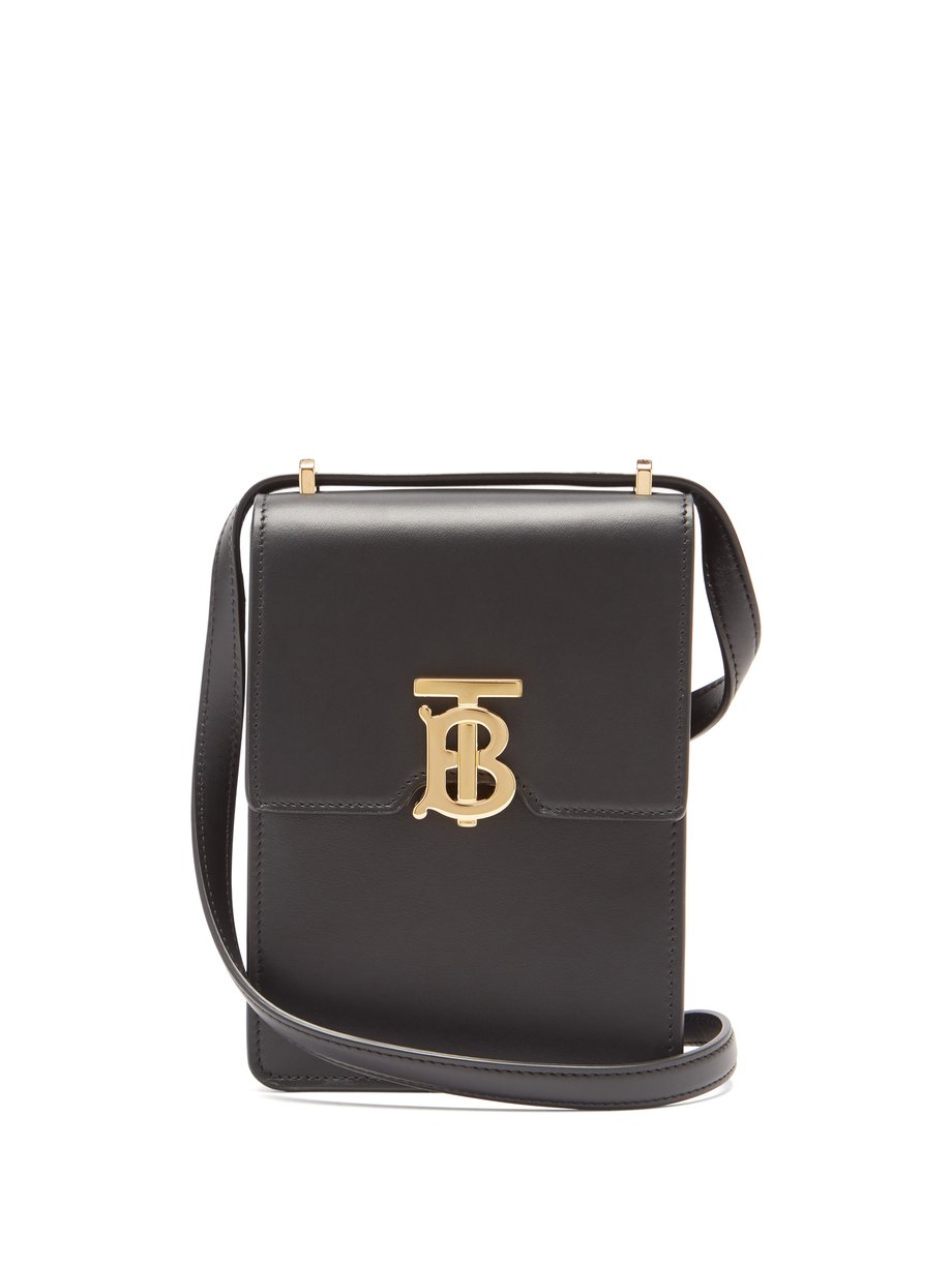 버버리 로빈 폰백 (미니 크로스백) Burberry Black Robin TB-plaque leather phone pouch