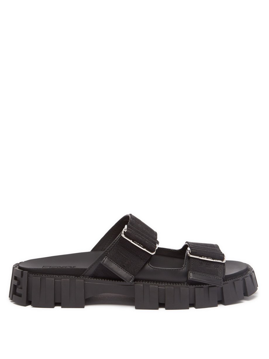 Fendi Black FF-monogram tread-sole sandals | 매치스패션, 모던 럭셔리 온라인 쇼핑