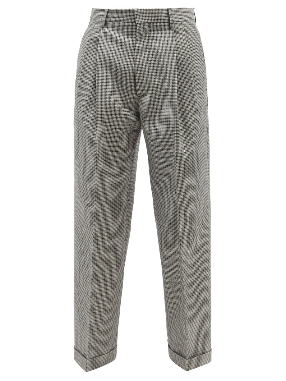 Grey High-rise houndstooth-checked wool trousers | Marni ...
