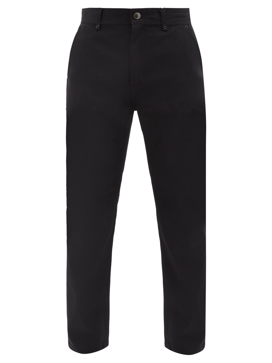 Navy Ezra eyeletted cotton-blend twill trousers | Burberry ...