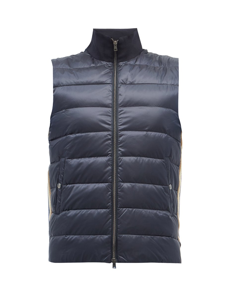 Navy High-neck cotton-jersey and quilted down gilet | Herno ...